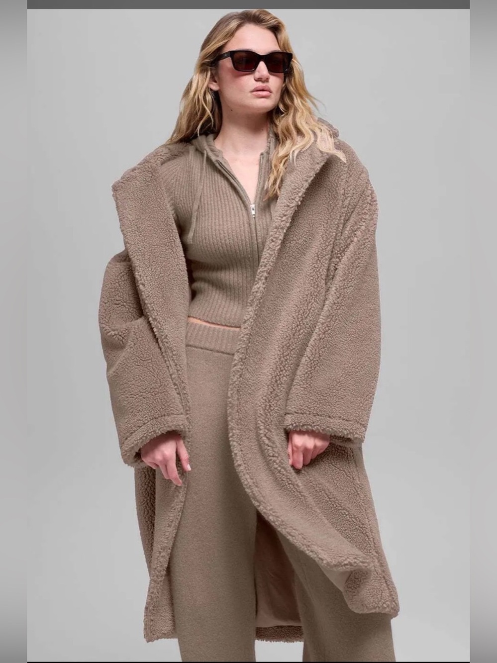ALO Yoga Taupe Teddy Sherpa Coat
